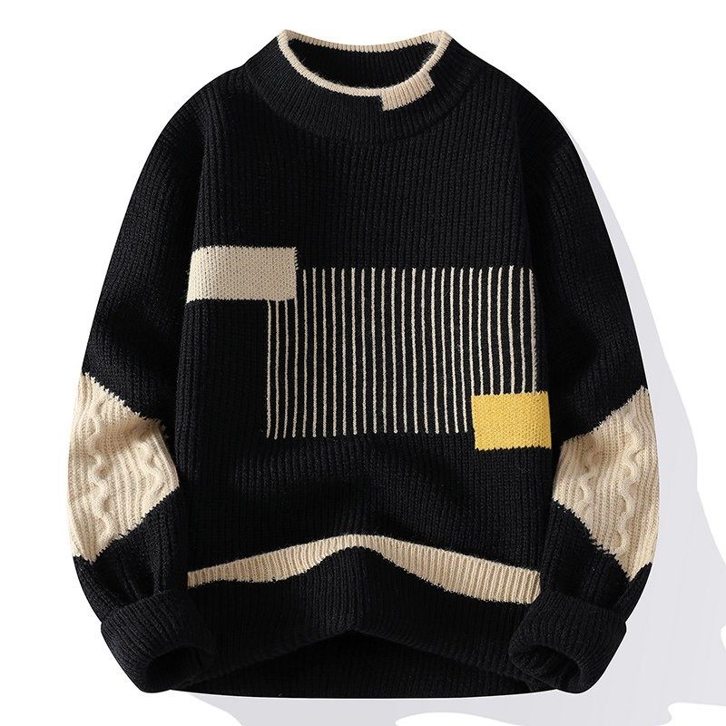 2025秋冬季新款假两件毛衣男士圆领线衣青少年加厚保暖打底针织衫,淘宝优惠券,粉丝福利购,淘宝优惠卷