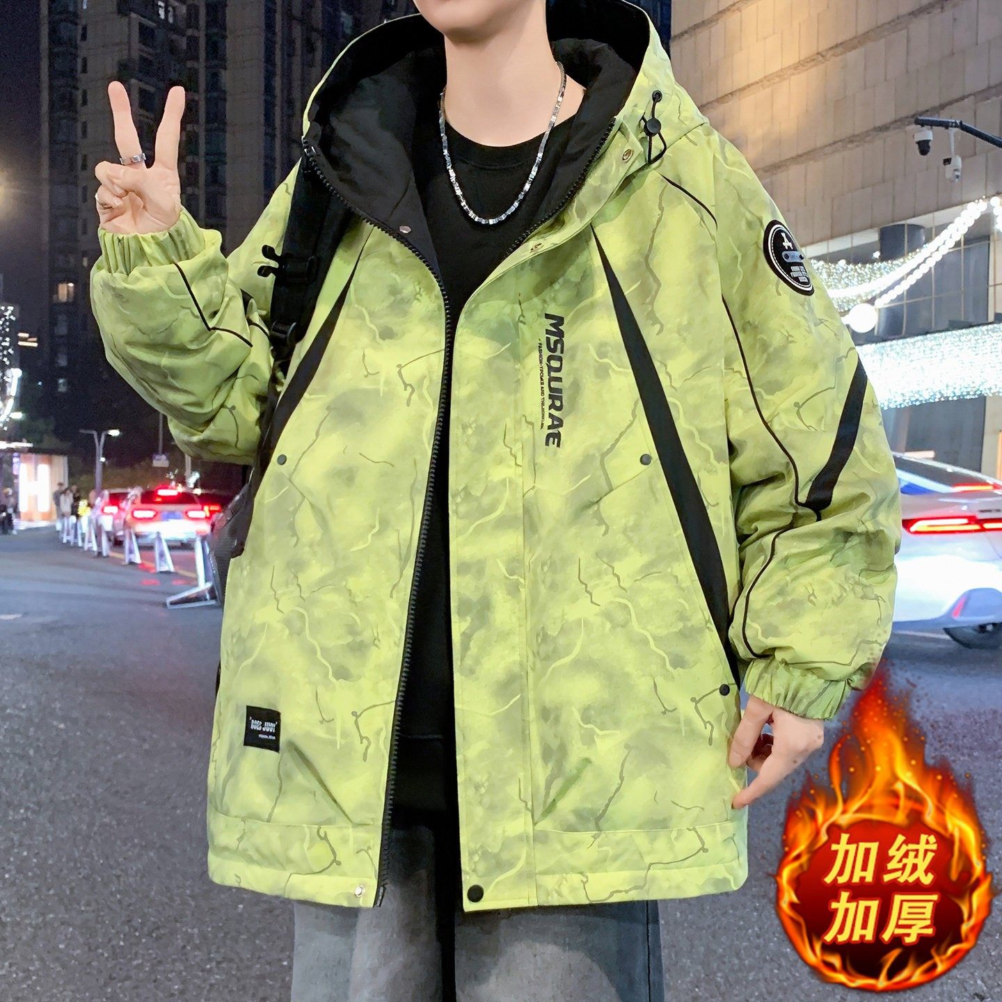 冬季重磅男生加绒加厚扎染外套帅气青少年大童宽松保暖棉服夹克衫,淘宝优惠券,粉丝福利购,淘宝优惠卷