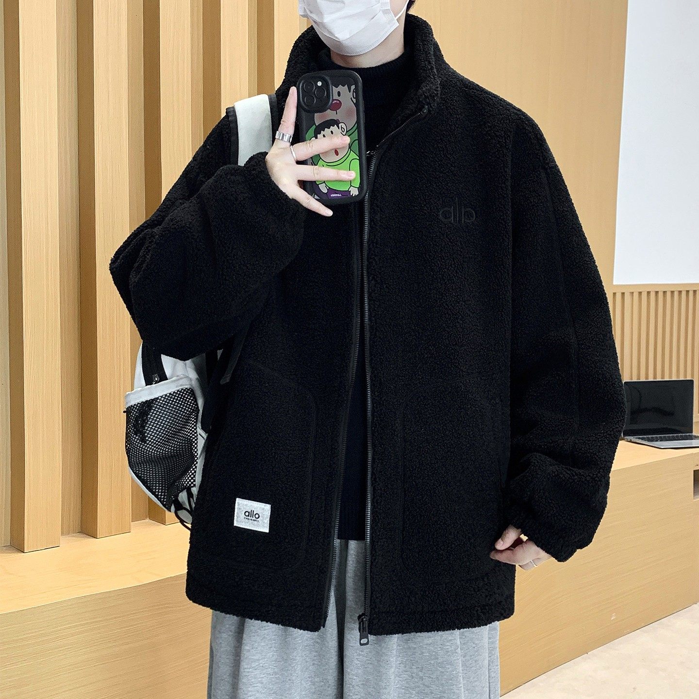 青少年立领外套男士冬季加绒加厚夹克男款大童冬装羊羔绒保暖衣服,淘宝优惠券,粉丝福利购,淘宝优惠卷