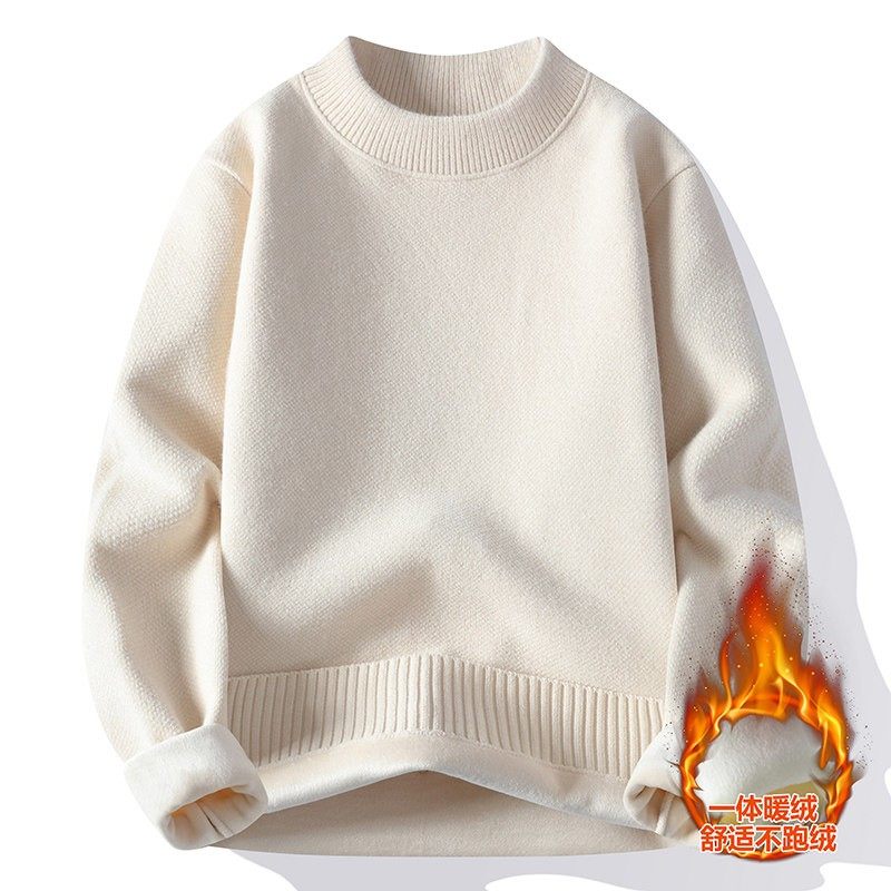 秋冬款一体绒半高领毛衣男士加绒加厚保暖宽松针织打底衫冬季上衣,淘宝优惠券,粉丝福利购,淘宝优惠卷