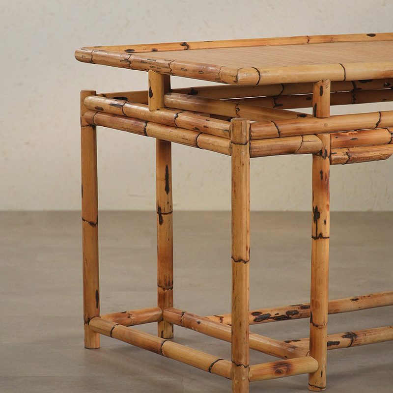 赋石家居中式原创民宿竹藤创意茶桌复古实心玛瑙藤桌子功夫茶桌椅,淘宝优惠券,粉丝福利购,淘宝优惠卷