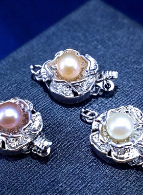 diy正品925银连接梅花款天然珍珠