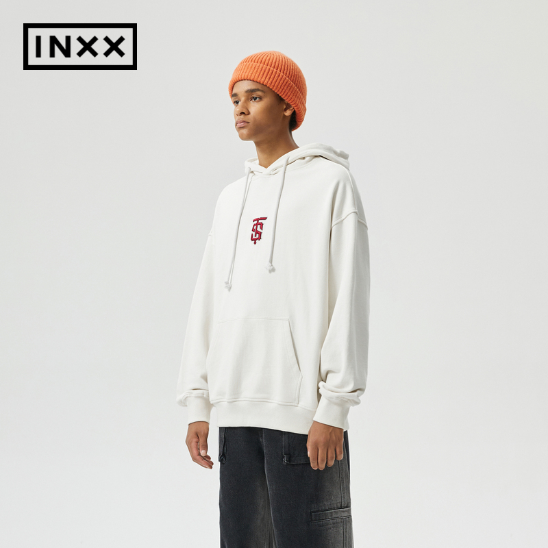 【INXX】Standby基础logo连帽卫衣男重磅字母刺绣美式套头帽衫-图0