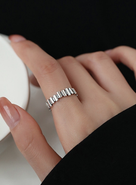 925纯银几何戒指女轻奢尾戒素圈食指戒小众高级感开口戒全新