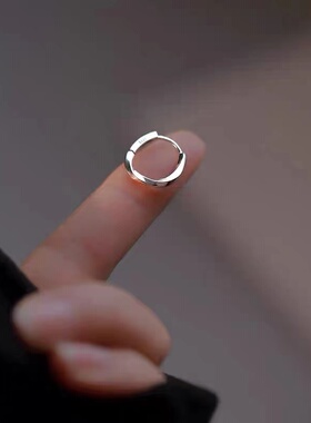 纯银耳环圈圈极简设计小众设计精致个性耳扣2023年气质耳圈冷淡风