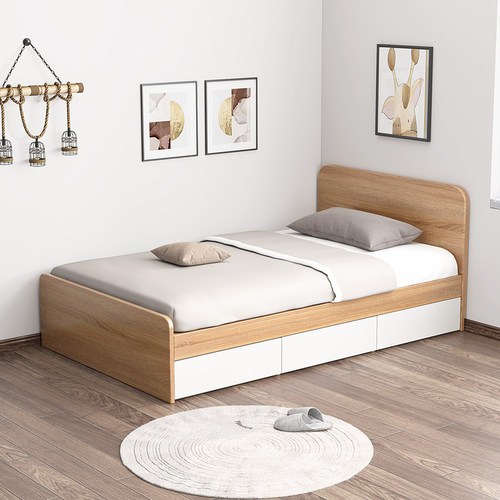 单人床小户型1.2米1.5米家用现代简约经济储物儿童床榻榻米床矮床 - 图0