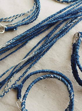 植物蓝染手链银饰环保自然