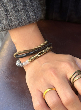 原创复古水墨黑发晶黑檀木多圈手链女 小众个性手串国潮中性饰品