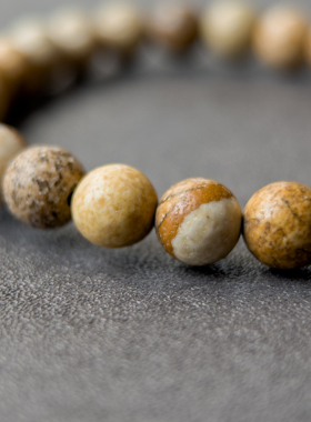 原创复古图画石手链女 文艺质朴民族风小石珠子手串 国潮珠串饰品