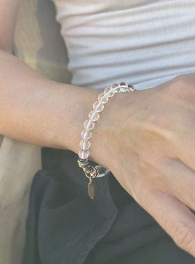 原创设计复古透明白水晶手链女 简约百搭单圈手串 小众个性饰品