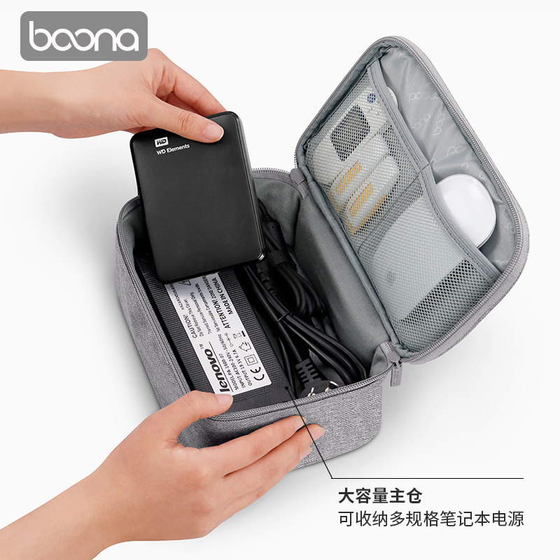 包纳笔记本电源线充电器收纳包鼠标垫保护盒双层便携手提包数据线多功能数码包充电宝U盘充电器耳机便携 - 图0