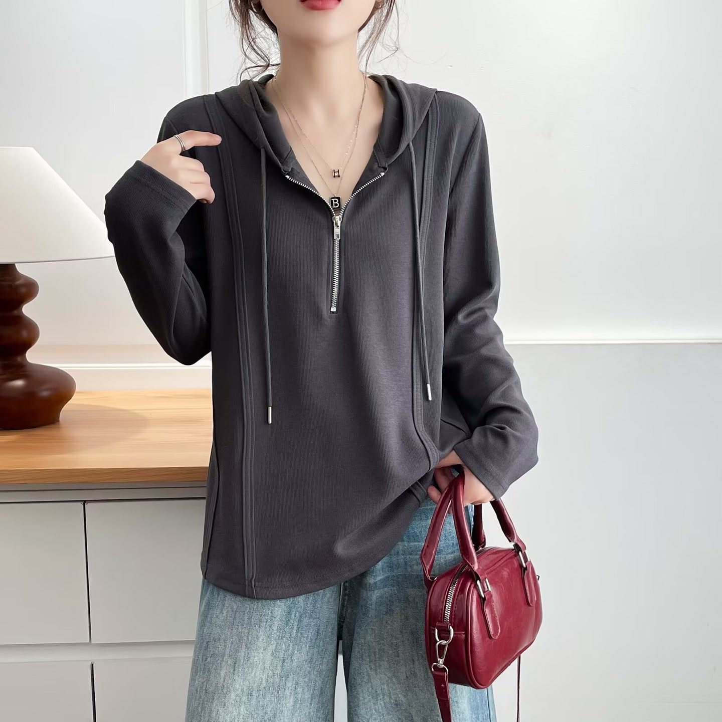 清仓捡漏~专柜撤回外贸休闲半拉链连帽卫衣减龄显瘦宽松女上衣秋,淘宝优惠券,粉丝福利购,淘宝优惠卷