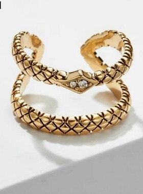 欧美风双层锆石十字架开口戒指