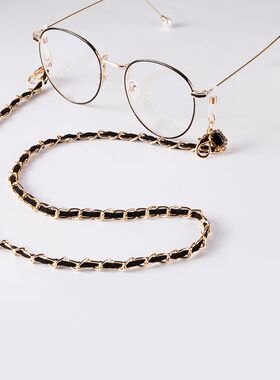 小香风眼镜两用金银耳机口罩链