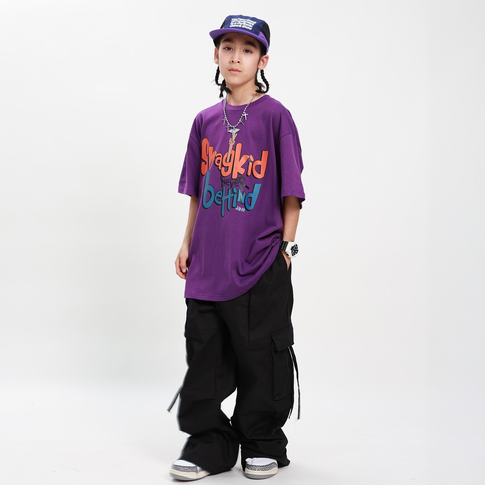 SWAG儿童街舞潮服嘻哈hiphop短袖裤子帅气男女童街舞套装演出服,淘宝优惠券,粉丝福利购,淘宝优惠卷