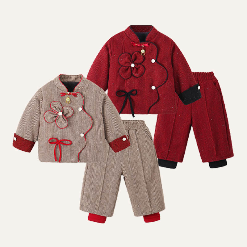 女童国风加绒套装冬季保暖新款儿童时髦冬装女孩拜年服两件套洋气,淘宝优惠券,粉丝福利购,淘宝优惠卷