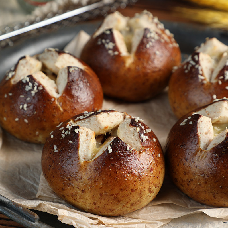 焙叔的店全麦芝士香肠碱水球面包早餐营养健身代餐轻食纯手作欧包,淘宝优惠券,粉丝福利购,淘宝优惠卷
