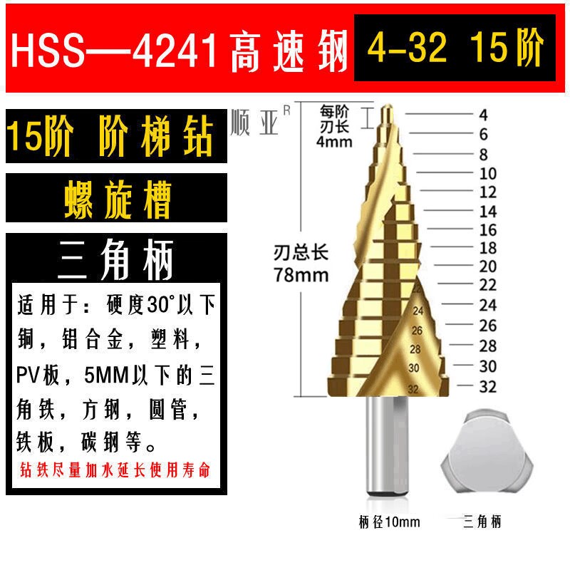 M35含钴宝塔钻阶梯钻头锥形打孔开孔器多功能扩孔钢铁不锈钢金属-图0