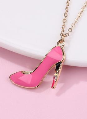 粉色高跟鞋小女孩项链礼物