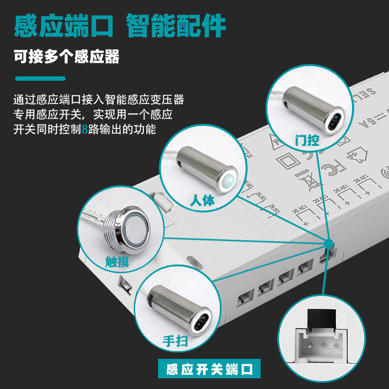 杜邦端口LED层板衣橱柜酒柜灯具电源12V18W24W36W60W100W总控感应 - 图0