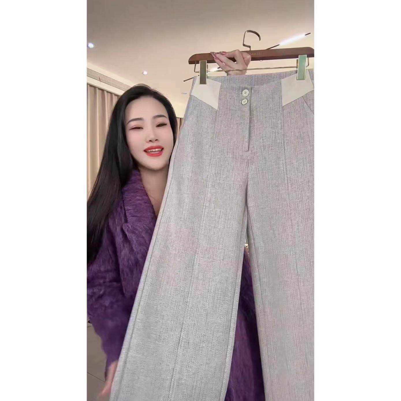 羊毛呢直筒裤2025冬季新款醋酸窄版阔腿裤高腰百搭时尚休闲女裤子,淘宝优惠券,粉丝福利购,淘宝优惠卷