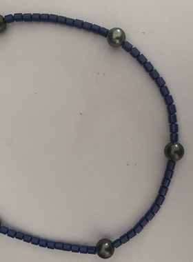 青金石小柱厚圆片曜石黑海水珍珠项链纯银金色黑珍珠耳环银色