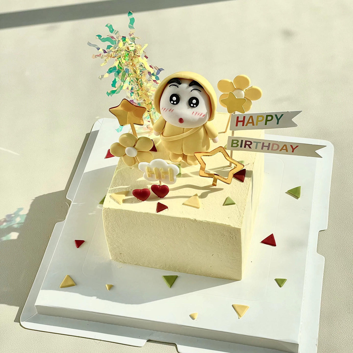 创意蜡笔小新蛋糕装饰可爱儿童生日雨衣小新玩偶花朵星星雨丝插件,淘宝优惠券,粉丝福利购,淘宝优惠卷