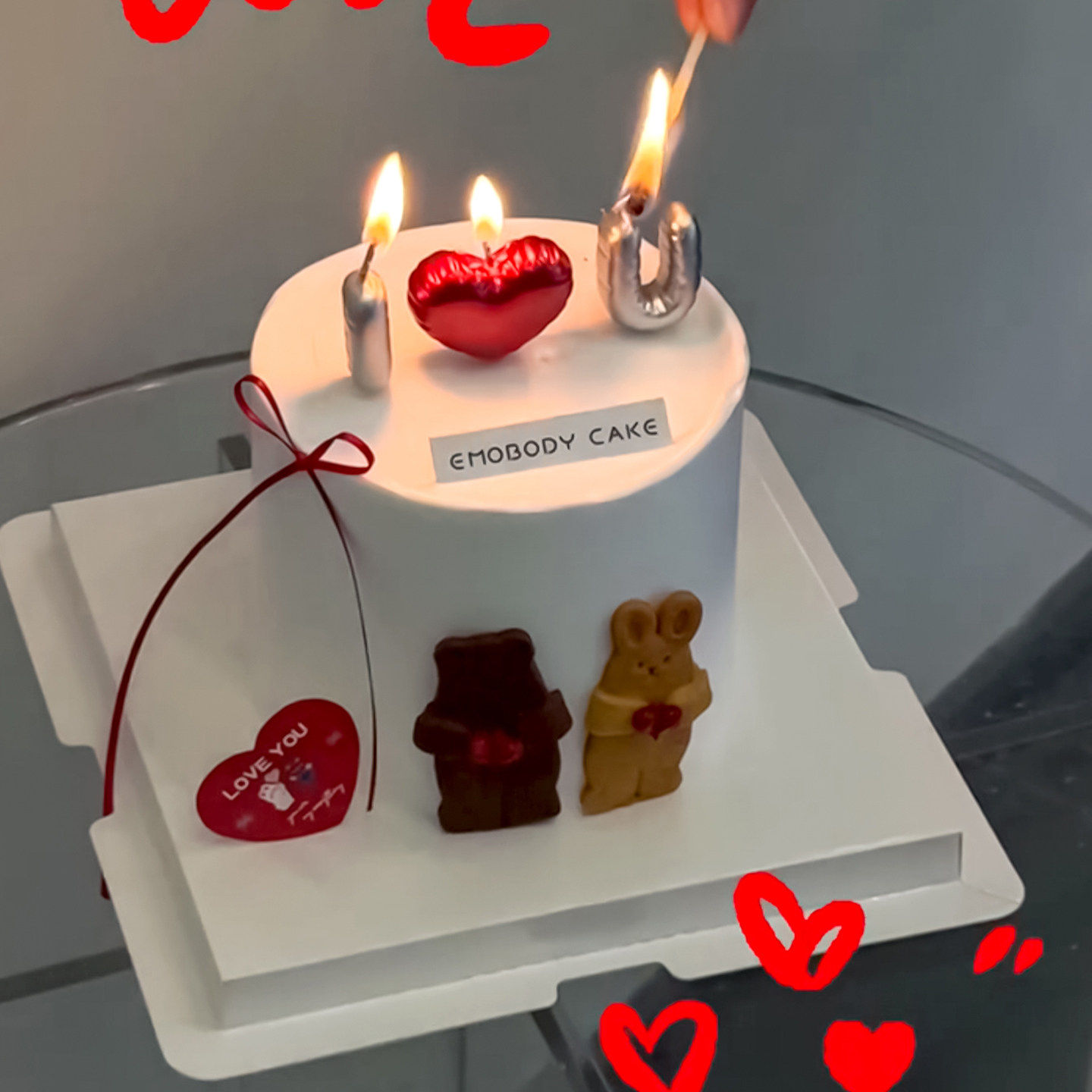 网红2.14情人节告白情侣熊兔蛋糕装饰饼干DIY蝴蝶结丝带爱心蜡烛,淘宝优惠券,粉丝福利购,淘宝优惠卷