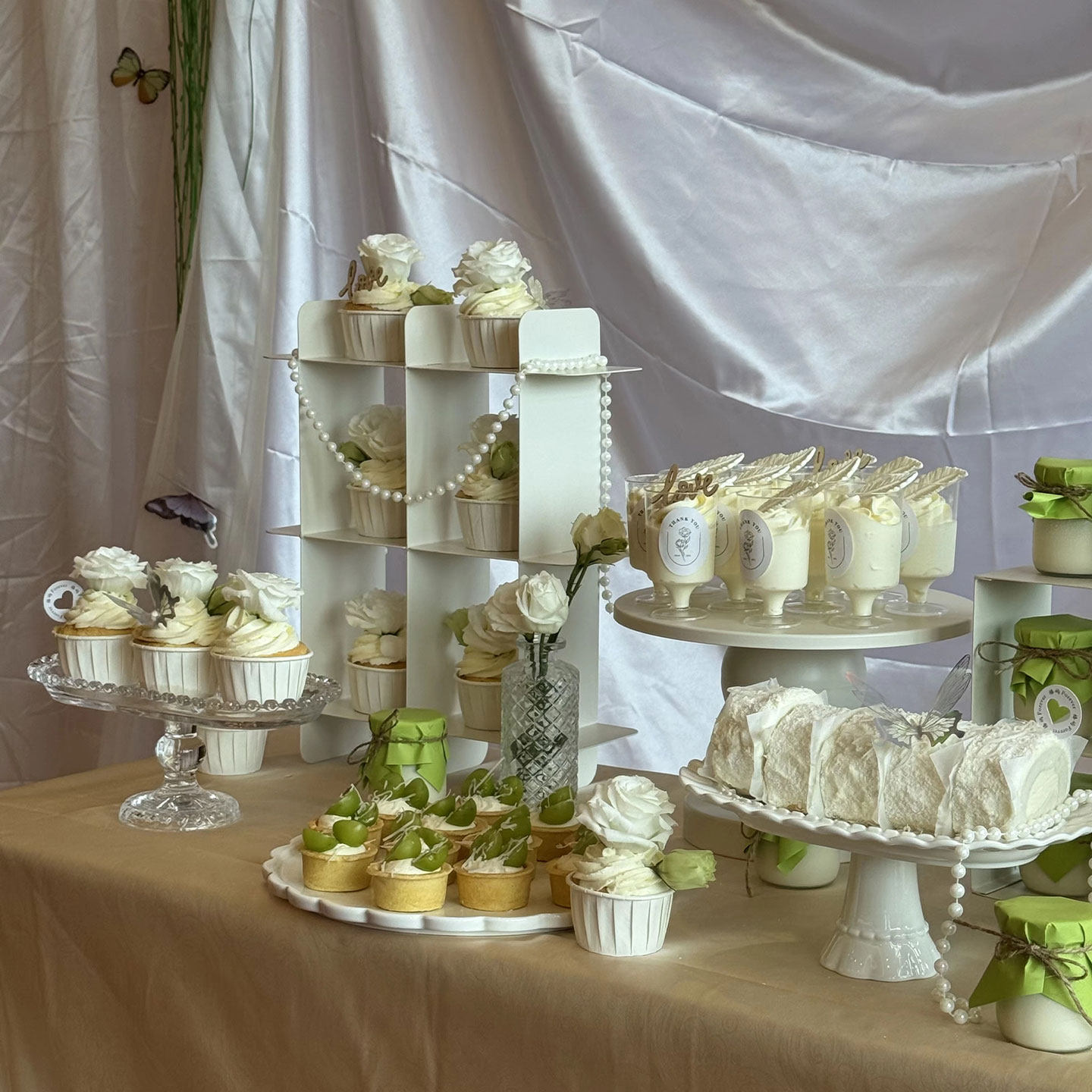 高级清新风订婚结婚甜品台蛋糕装饰鱼尾纱仿真花天使蝴蝶摆件配件,淘宝优惠券,粉丝福利购,淘宝优惠卷