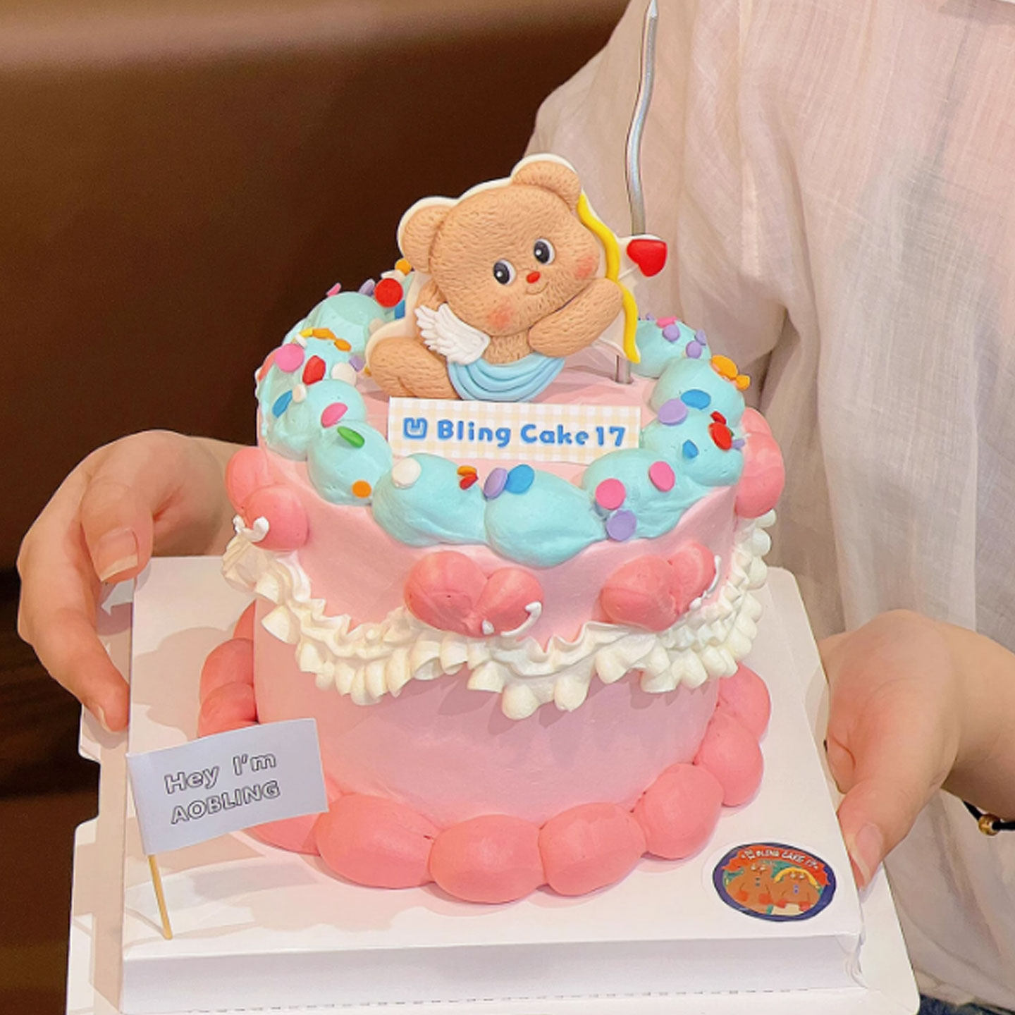 520情人节粉色系黄油小熊蛋糕装饰情侣告白可爱丘比特熊甜品插件,淘宝优惠券,粉丝福利购,淘宝优惠卷