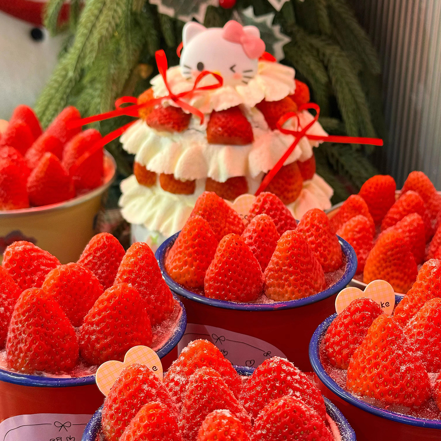 爆款冬季草莓季陶瓷碗蛋糕装饰圣诞节氛围感草莓碗DIY蝴蝶结丝带 - 图3