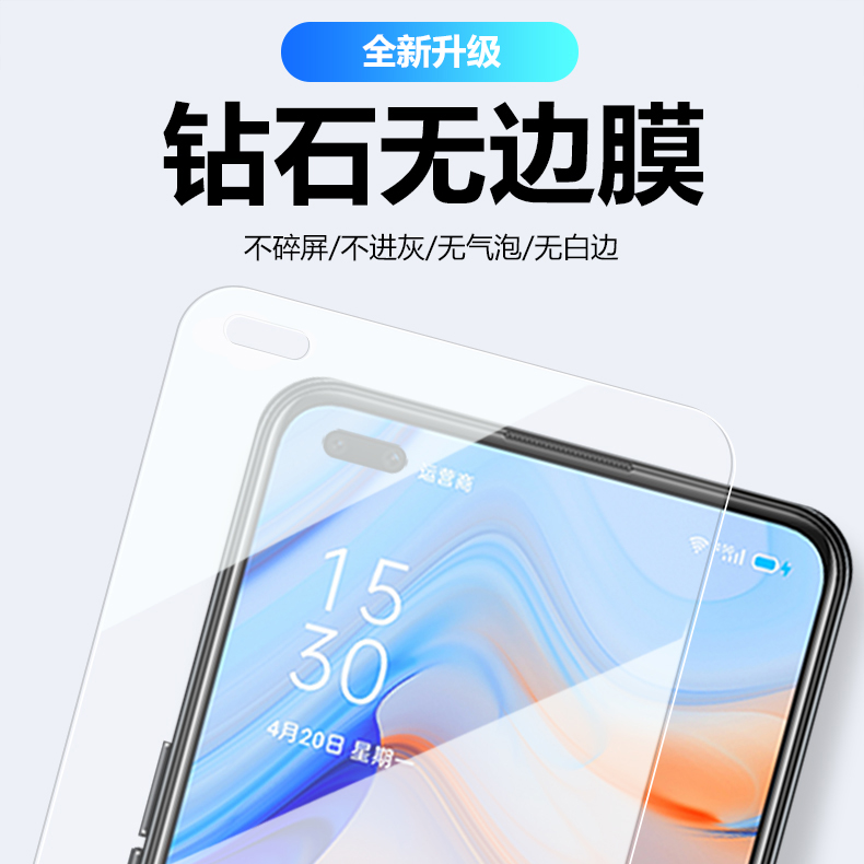 opporeno4pro曲面屏钢化膜5G版全屏覆盖0pporeno4por新品护眼抗蓝光opopreno4se原装官方全包防摔防指纹偷窥 - 图2