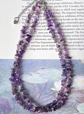 原创手作紫西梅天然矿石紫晶项链