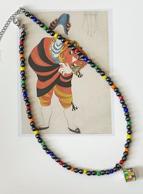 原创手作彩色魔方串珠项链