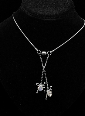 原创手作钻石蝴蝶结磁吸扣项链
