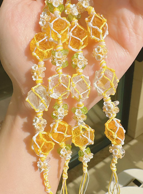 新款黄水晶花环手链手绳清新爆款纯手工编织手链手绳闺蜜情侣礼物