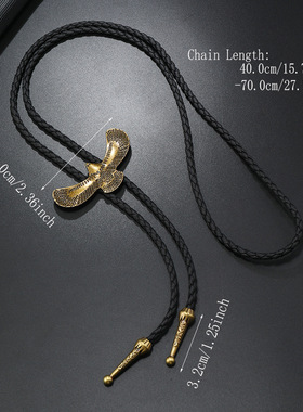 欧美复古英伦bolo tie牛仔波洛领带西部男士老鹰项链衬衫领绳领结