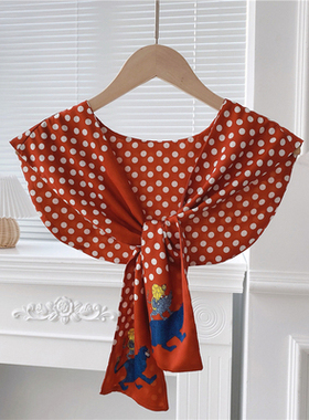 小披肩围巾丝巾女士潮领口挂坠