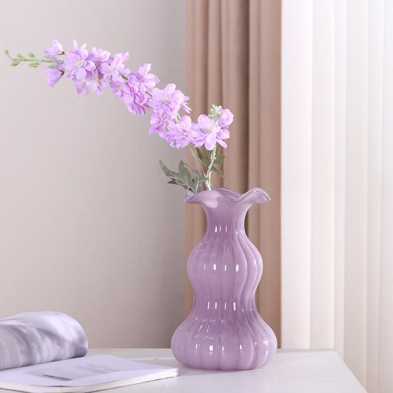 北欧简约玻璃花瓶紫色云朵泡芙造型竖长款家居装饰摆件,淘宝优惠券,粉丝福利购,淘宝优惠卷