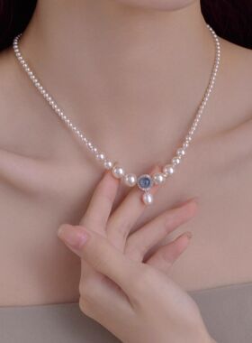 猫眼石珍珠项链女新爆款精致轻奢高级设计感时尚百搭锁骨链配饰品