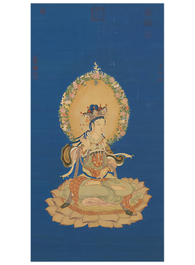丁观鹏莲座文殊像工笔画白描底稿