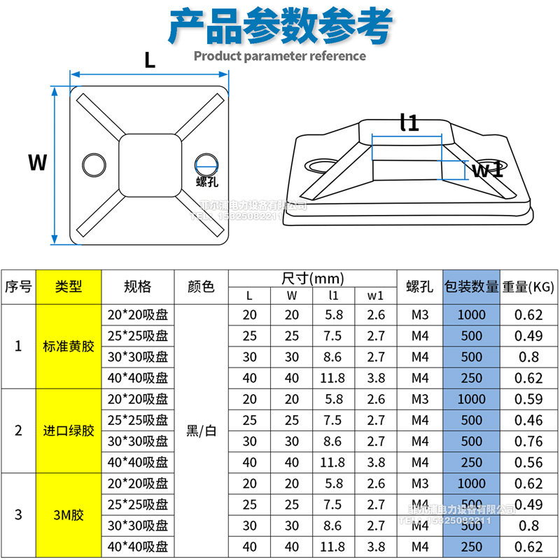 带胶自粘贴式吸盘扎带固定座定位片HS-102高粘性3M胶20*20 30*30,淘宝优惠券,粉丝福利购,淘宝优惠卷