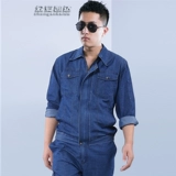 Летний тонкий джинсовый износостойкий комбинезон, лонгслив для работы