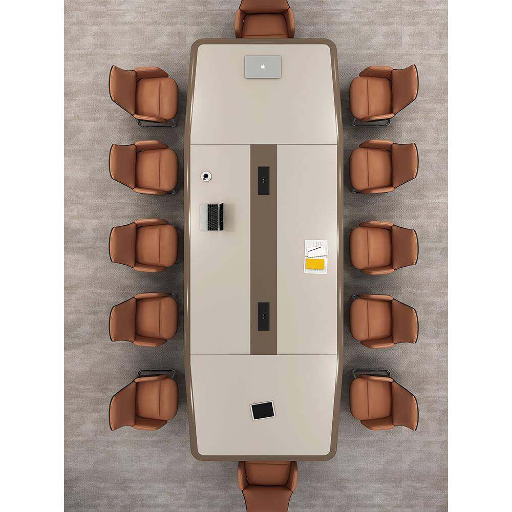 大型烤漆会议桌长桌简约现代 办公工作台会议室洽谈接待桌椅组合