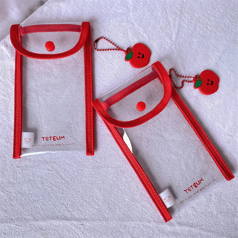 韩国学生ins小众设计可爱小熊印花透明pvc笔袋零钱包迷你收纳小包,淘宝优惠券,粉丝福利购,淘宝优惠卷