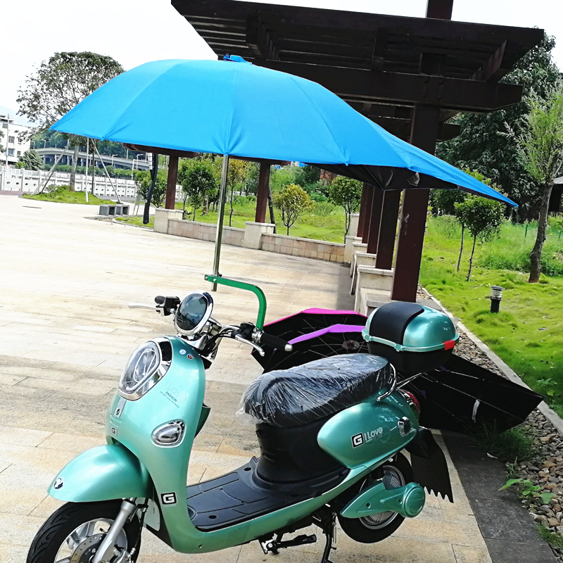 电动车遮阳伞摩托车雨棚踏板车加长雨伞加厚防晒电瓶车太阳伞黑胶 - 图0