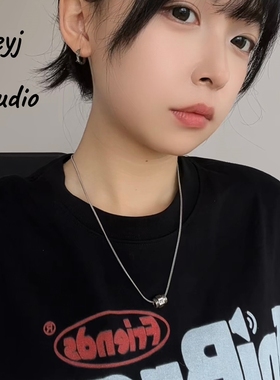 钛钢不生锈可旋转吊坠小众项链