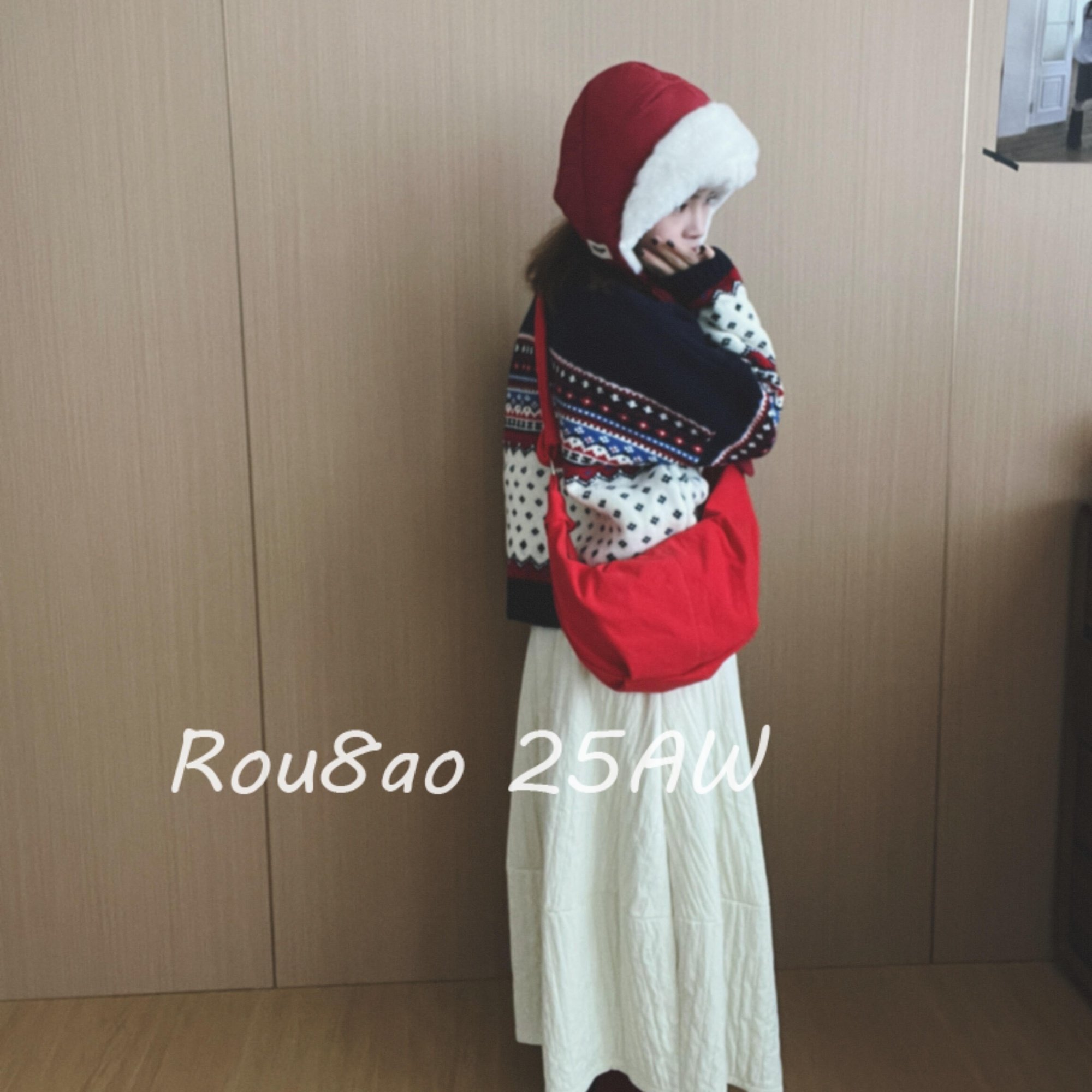 Rou8ao微胖大码女装韩版复古提花半开领宽松毛衣白色半身裙两件套,淘宝优惠券,粉丝福利购,淘宝优惠卷