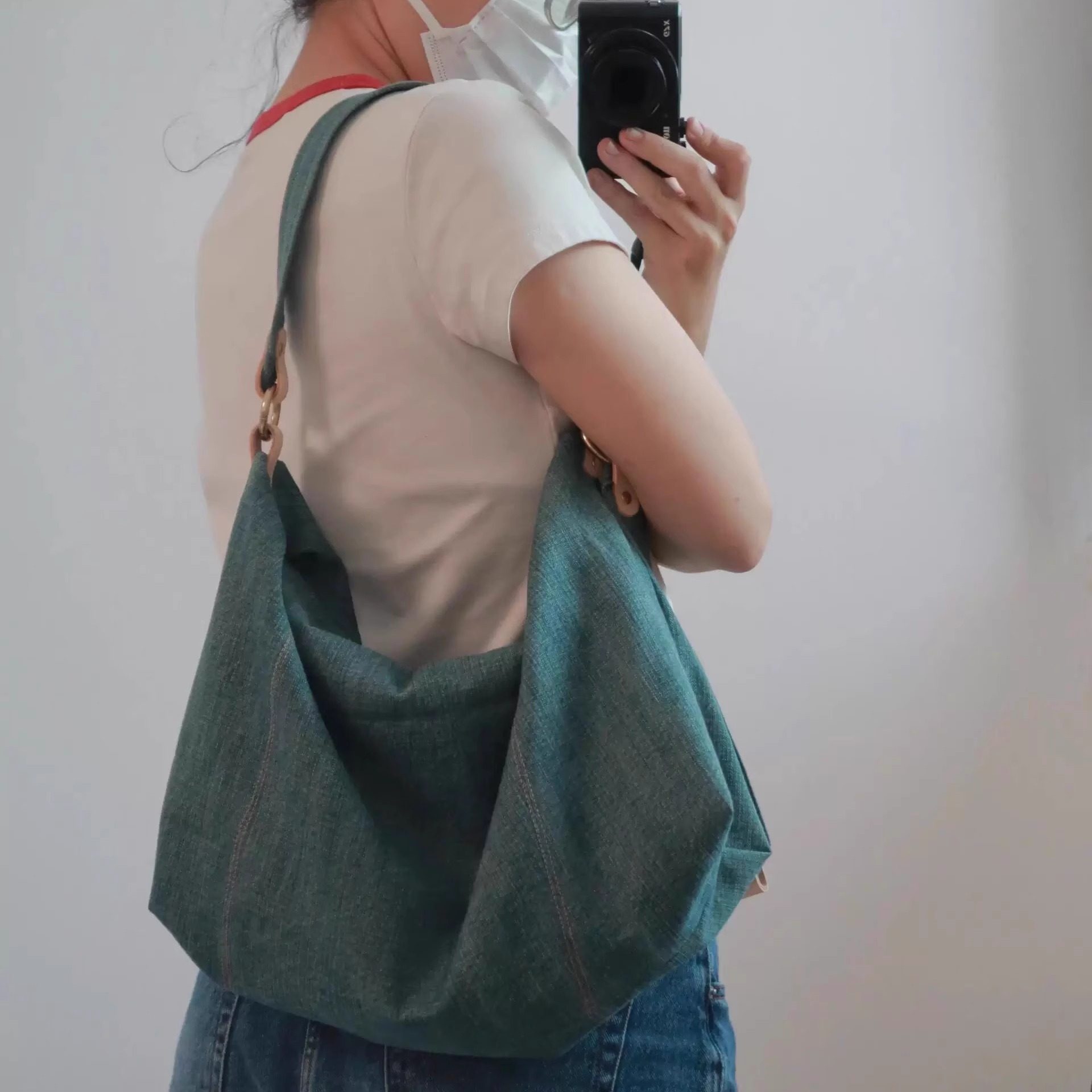 大容量懒惰风牛仔帆布包包女2025新款松弛感单肩腋下包通勤斜挎包,淘宝优惠券,粉丝福利购,淘宝优惠卷