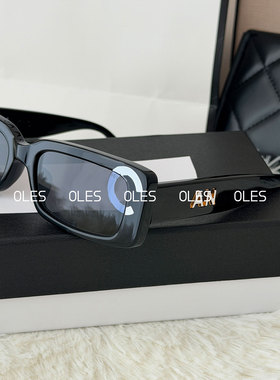 【OLES】复古方形窄框墨镜女B凹造型太眼镜浅色女潮印花字母眼镜